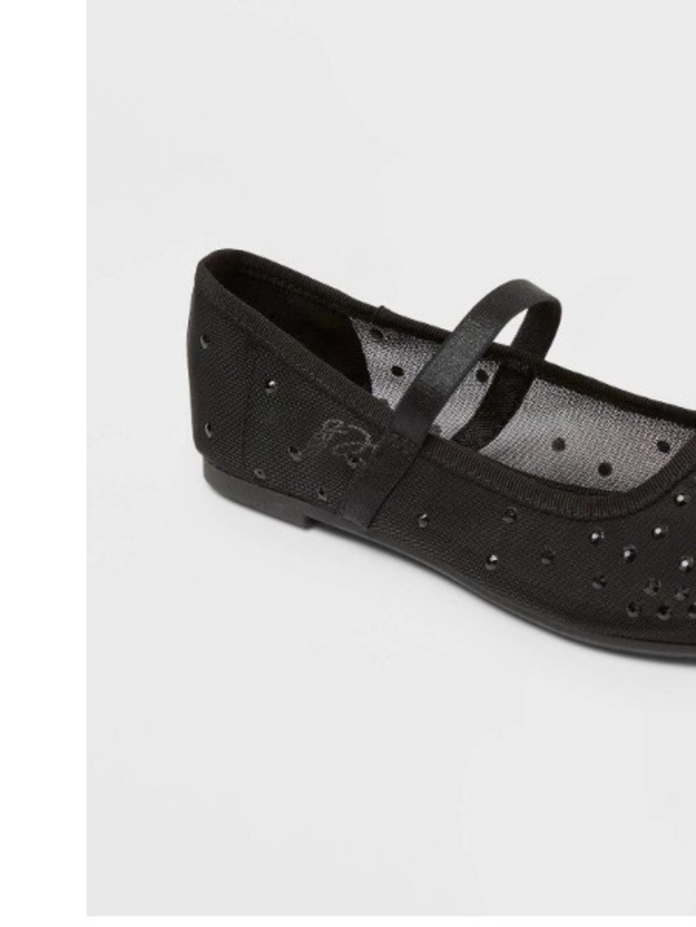 Black Mesh Mary Jane Ballet Flat with Crystal Accents Art Class